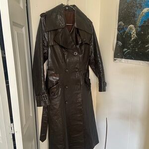 90s Vintage Leather Trench Coat